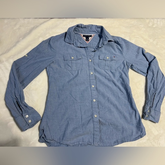 Tommy Hilfiger Tops - Tommy Hilfiger Light Blue Denim Button-Up Shirt